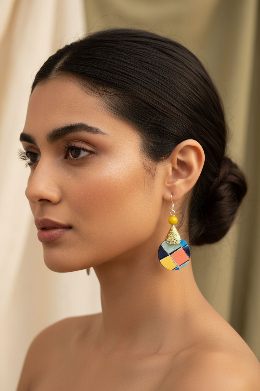 Geometric Mosaic Drop Earrings