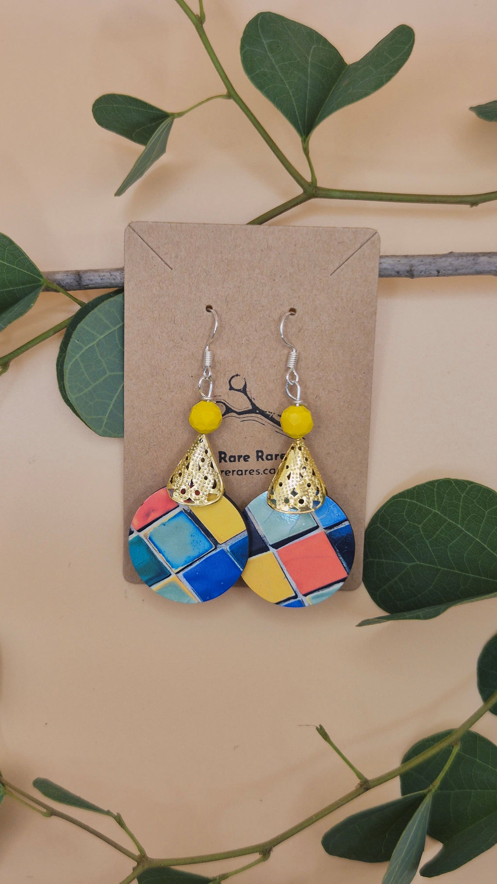 Geometric Mosaic Drop Earrings