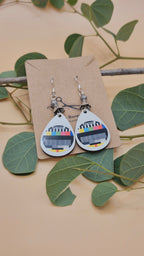 Retro Broken TV screen effect earrings