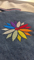 Rainbow Flower Denim Crossbody Bag