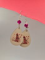 Floral Cat Teardrop Earrings