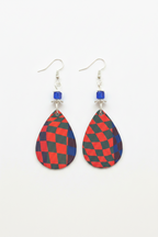 Red & Blue checkered Teardrop earrings