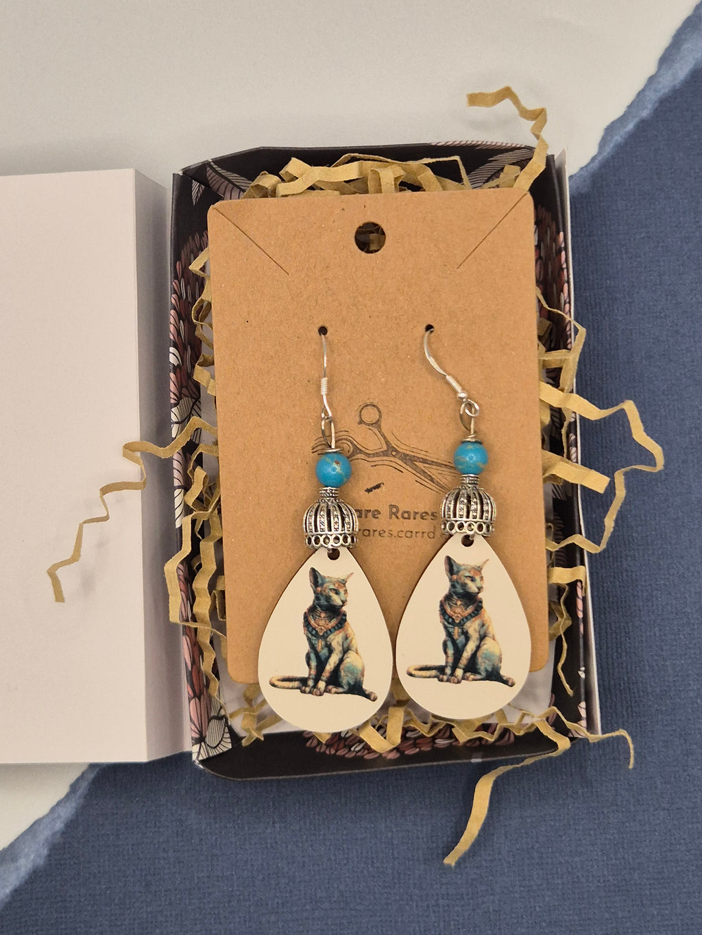 Bastet Cat Teardrop Earrings