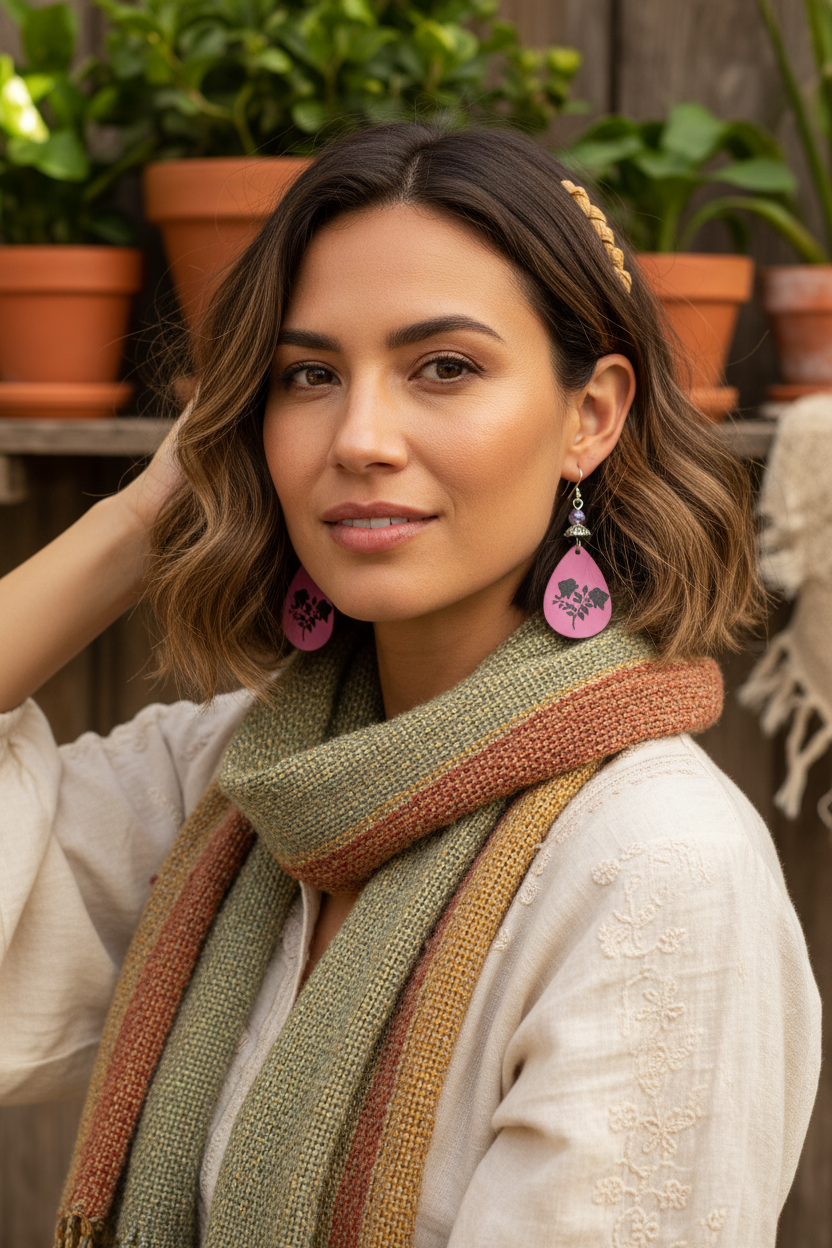 Black Rose Teardrop Earrings