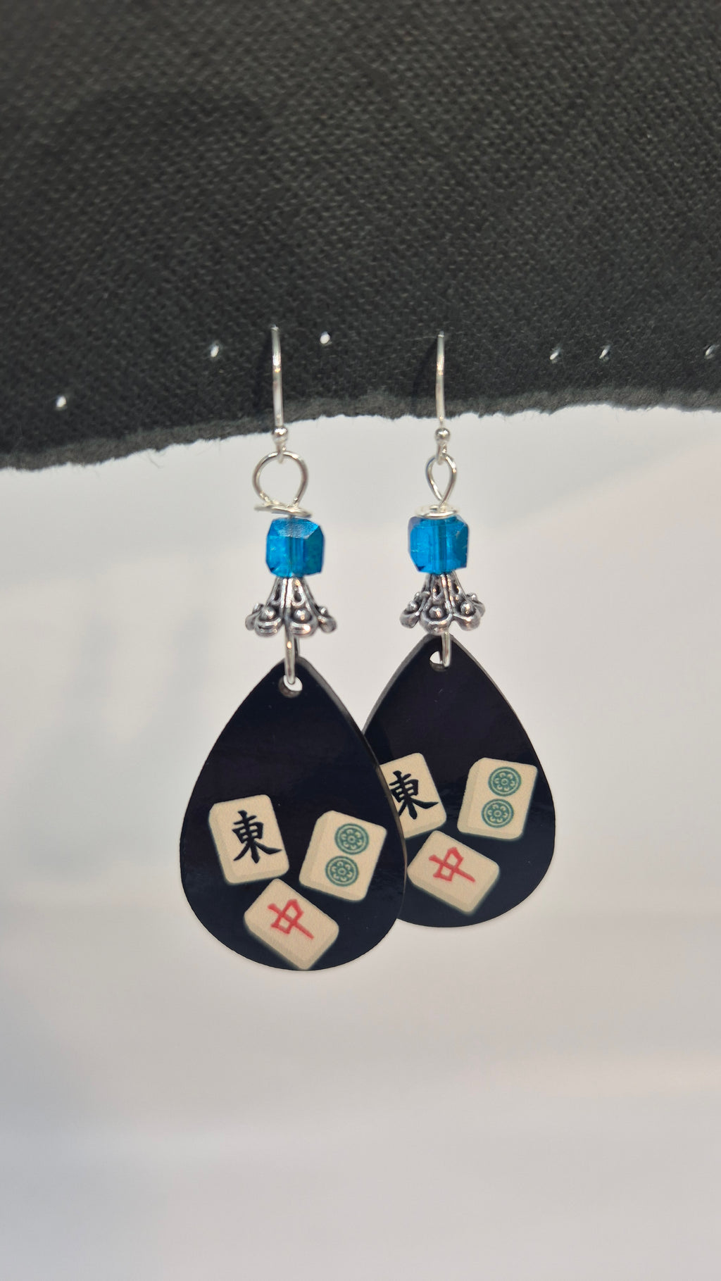 Mahjong Tile Teardrop Earrings