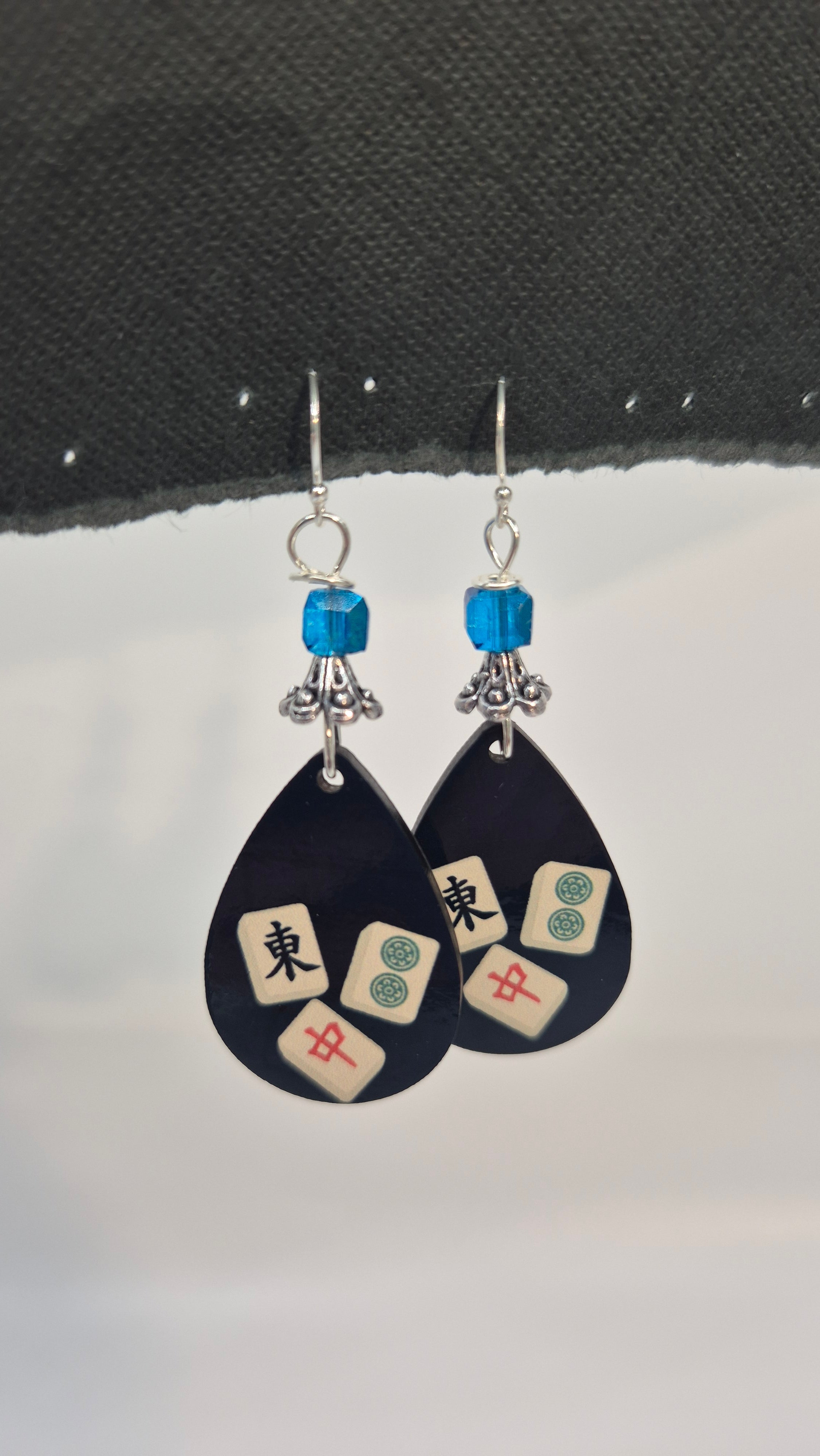 Mahjong Tile Teardrop Earrings