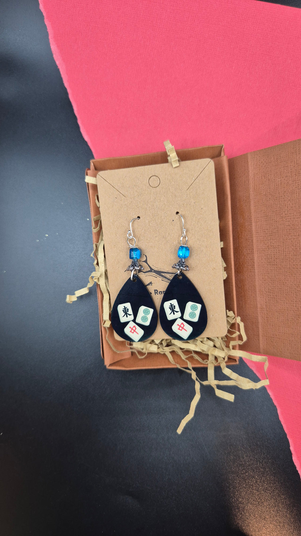 Mahjong Tile Teardrop Earrings