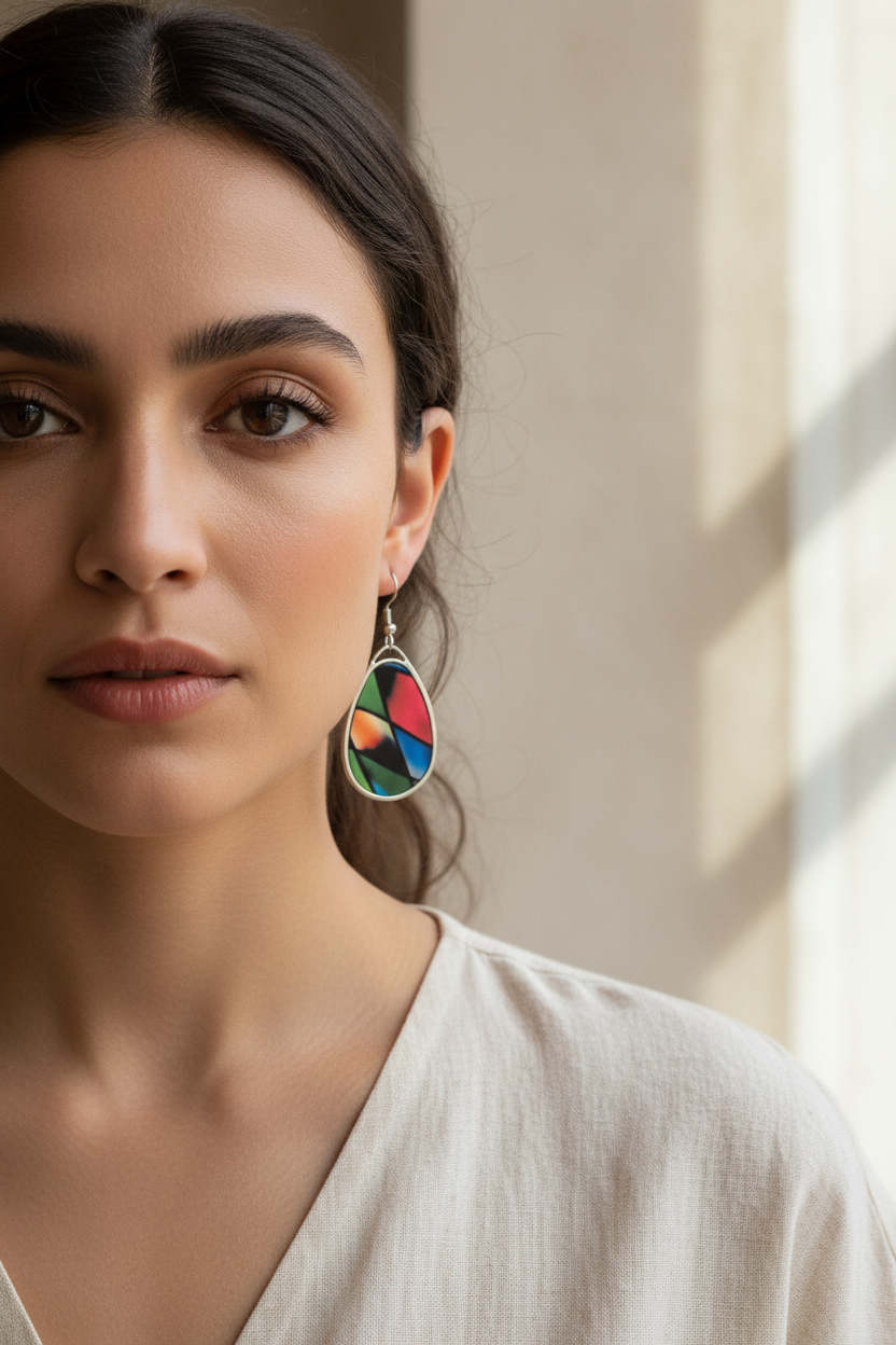 Stained Glass Teardrop Earrings