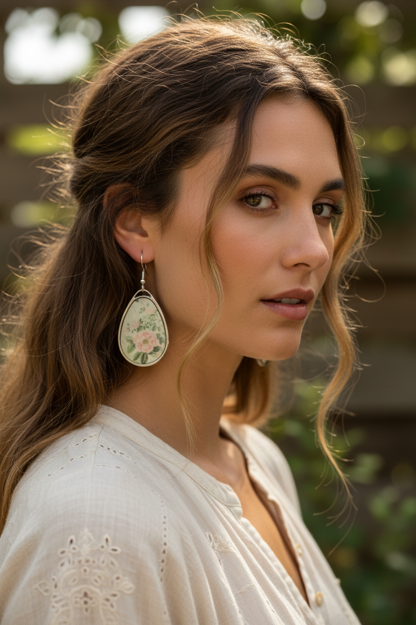 Vintage Floral Teardrop Earrings