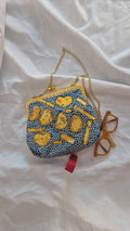 Blue Floral Granny Square Clasp Bag with Gold Chain