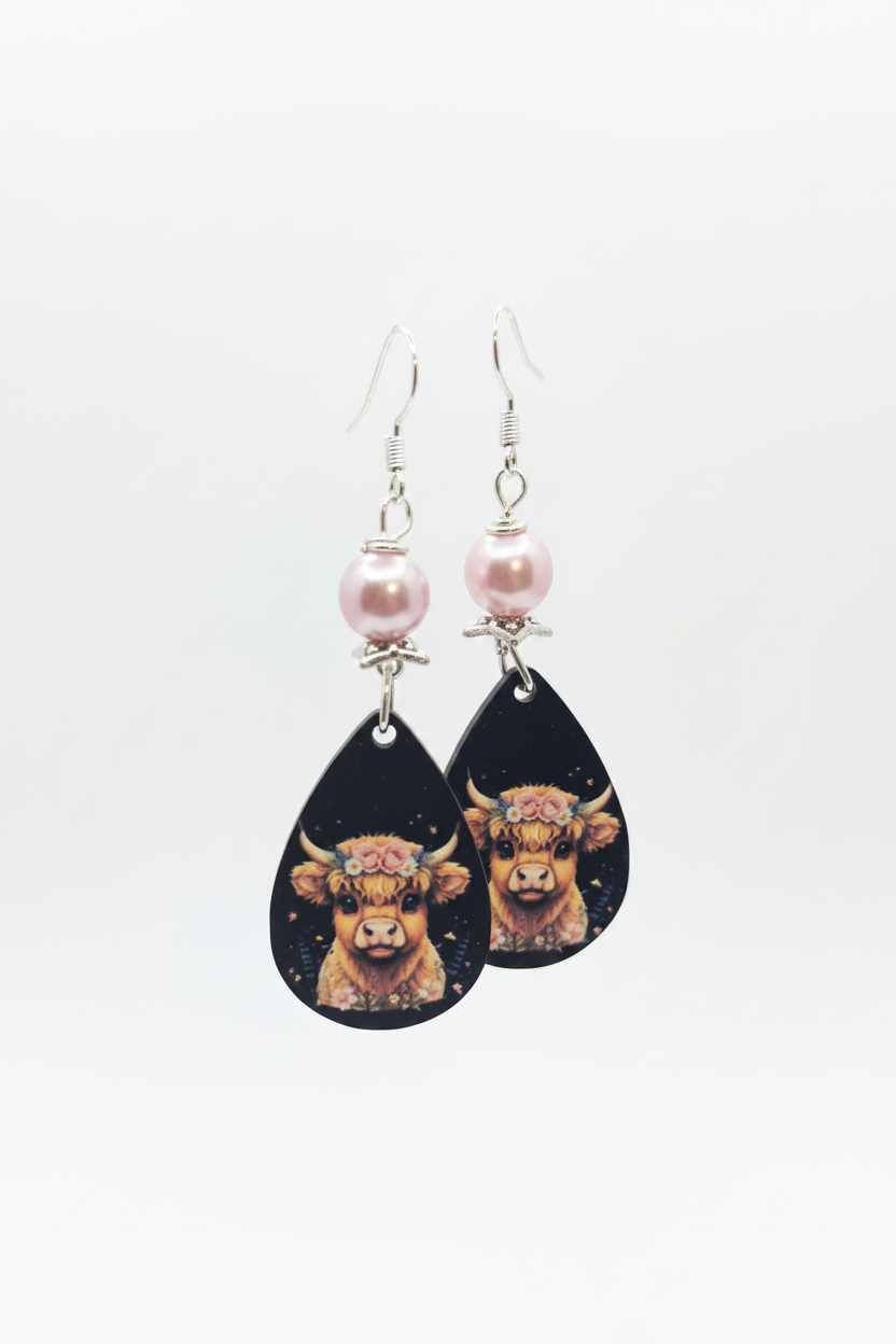 Highland Cow Teardrop Earrings