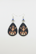 Cowgirl Portrait Teardrop Earrings