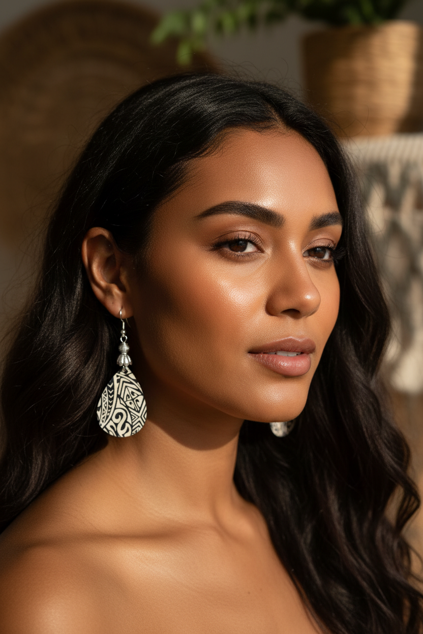 Tribal Print Teardrop Earrings