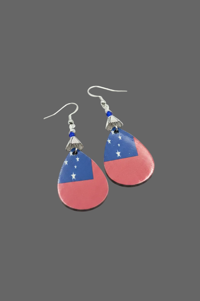 Samoan Flag Teardrop Earrings