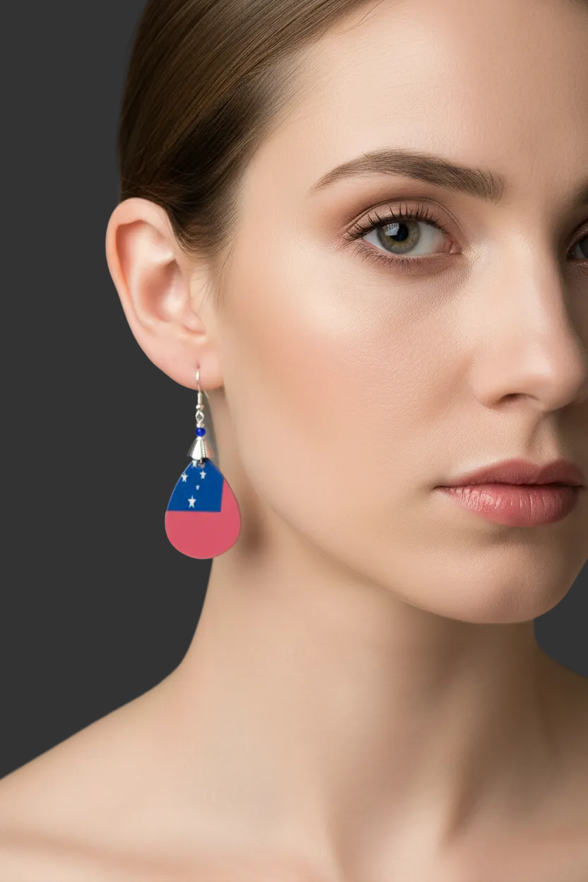 Samoan Flag Teardrop Earrings