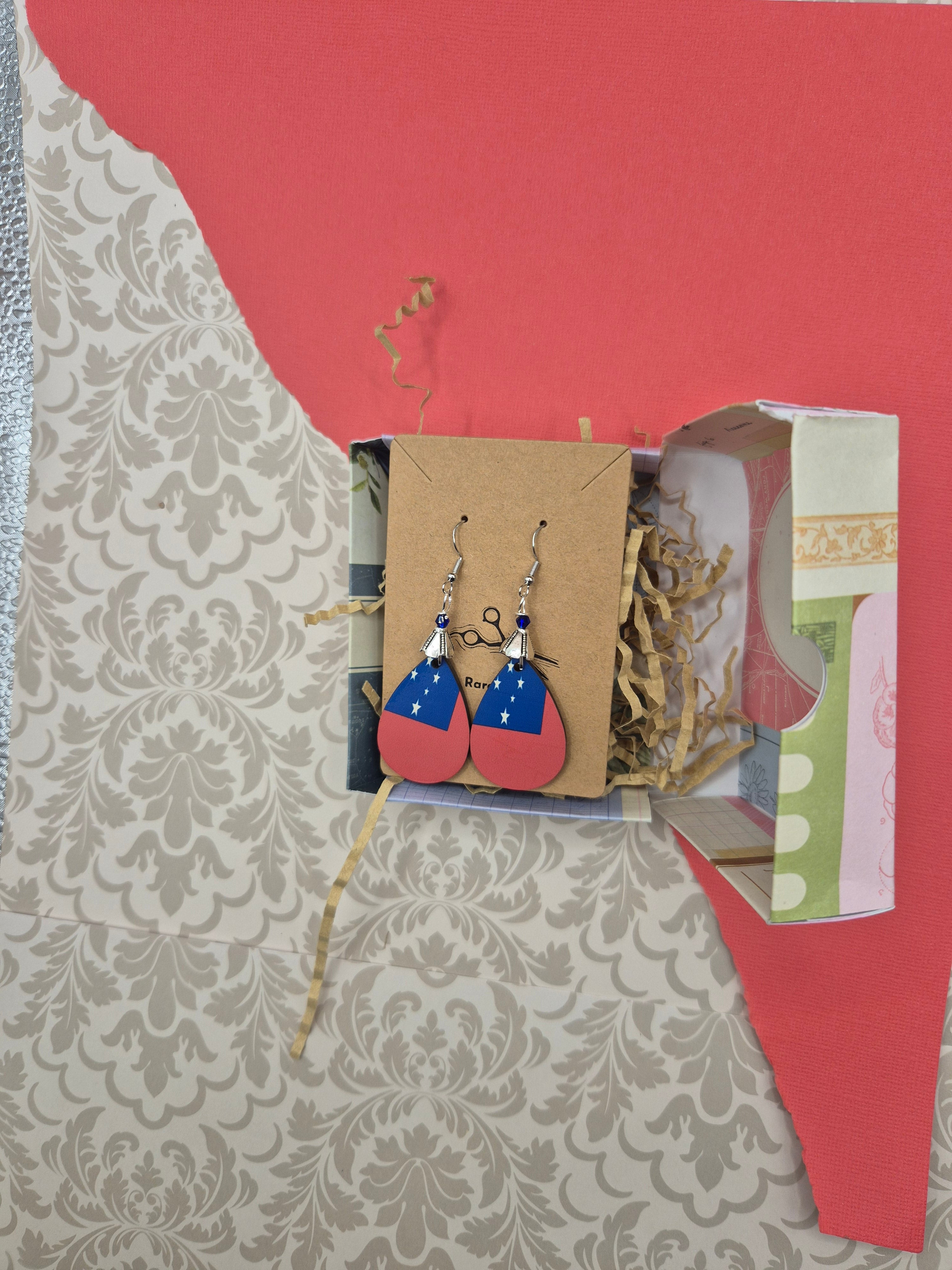 Samoan Flag Teardrop Earrings
