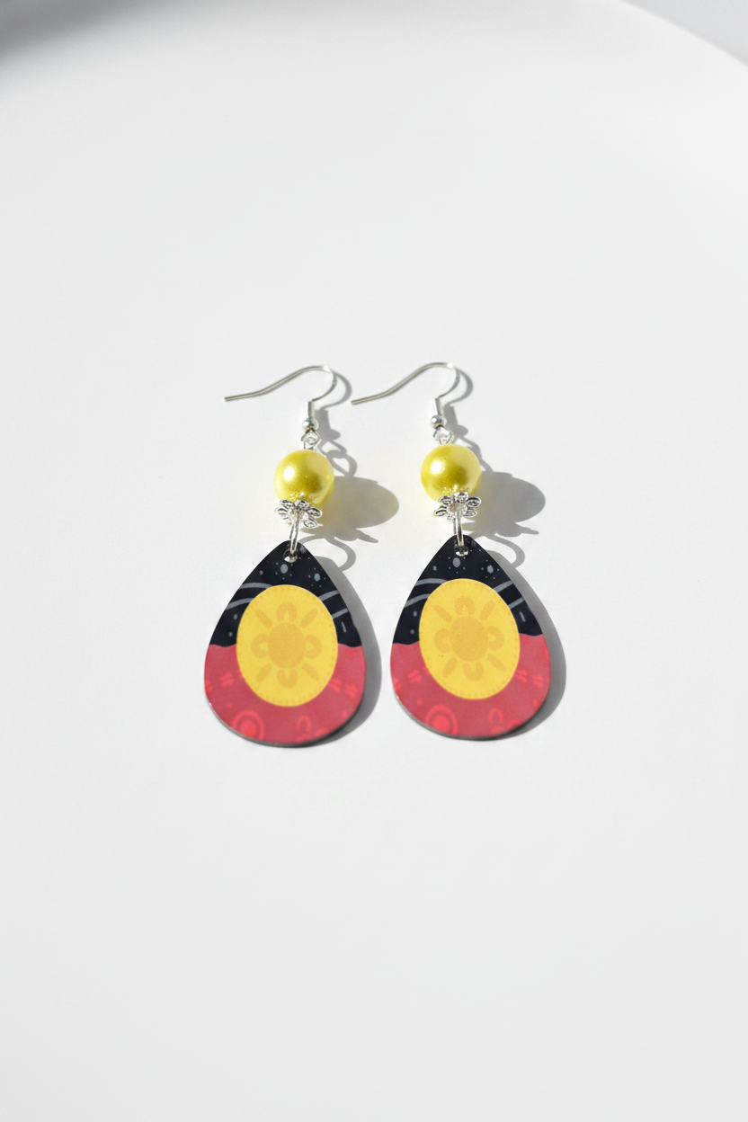 Aboriginal Flag Teardrop Earrings