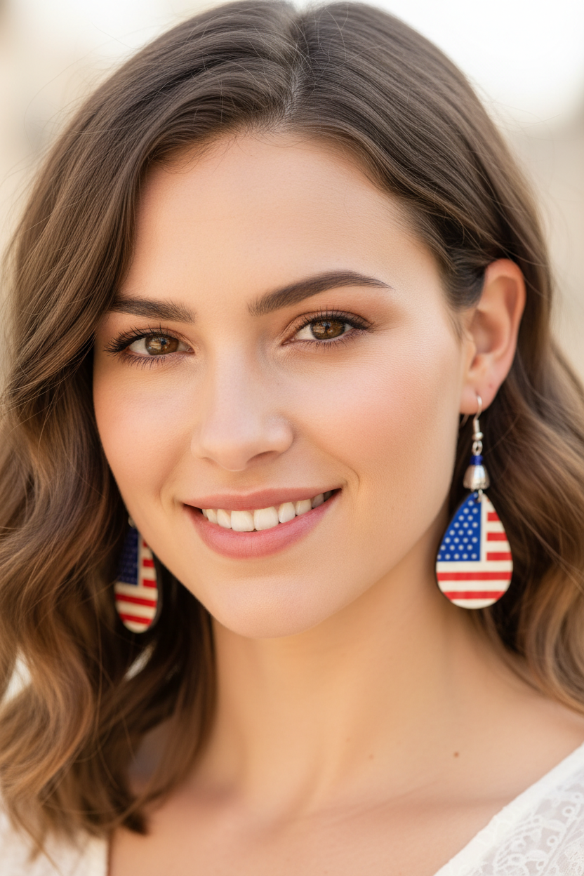 American Flag Teardrop Earrings