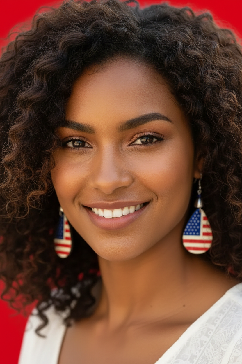 American Flag Teardrop Earrings