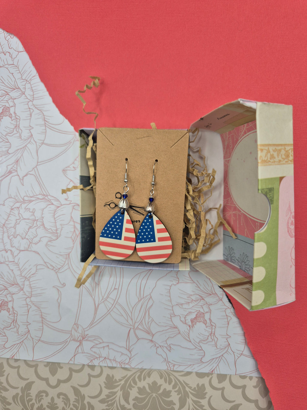 American Flag Teardrop Earrings