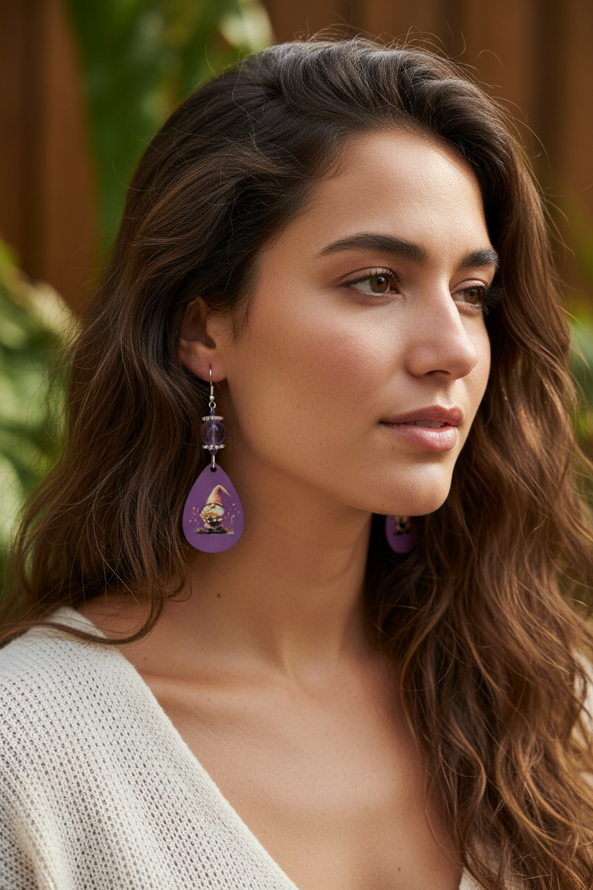 Flower Gnome Teardrop Earrings