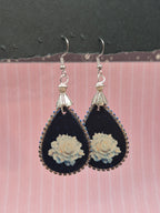 Black Lotus Drop Earrings