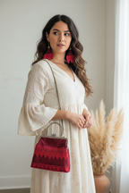 Crimson Lace Bag & Earring Set