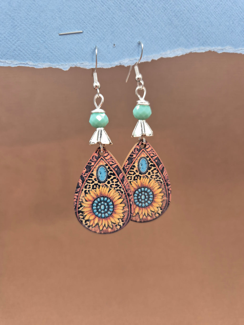 Sunflower Turquoise Teardrop Earrings
