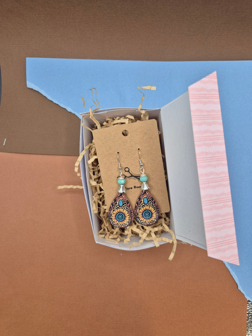 Sunflower Turquoise Teardrop Earrings
