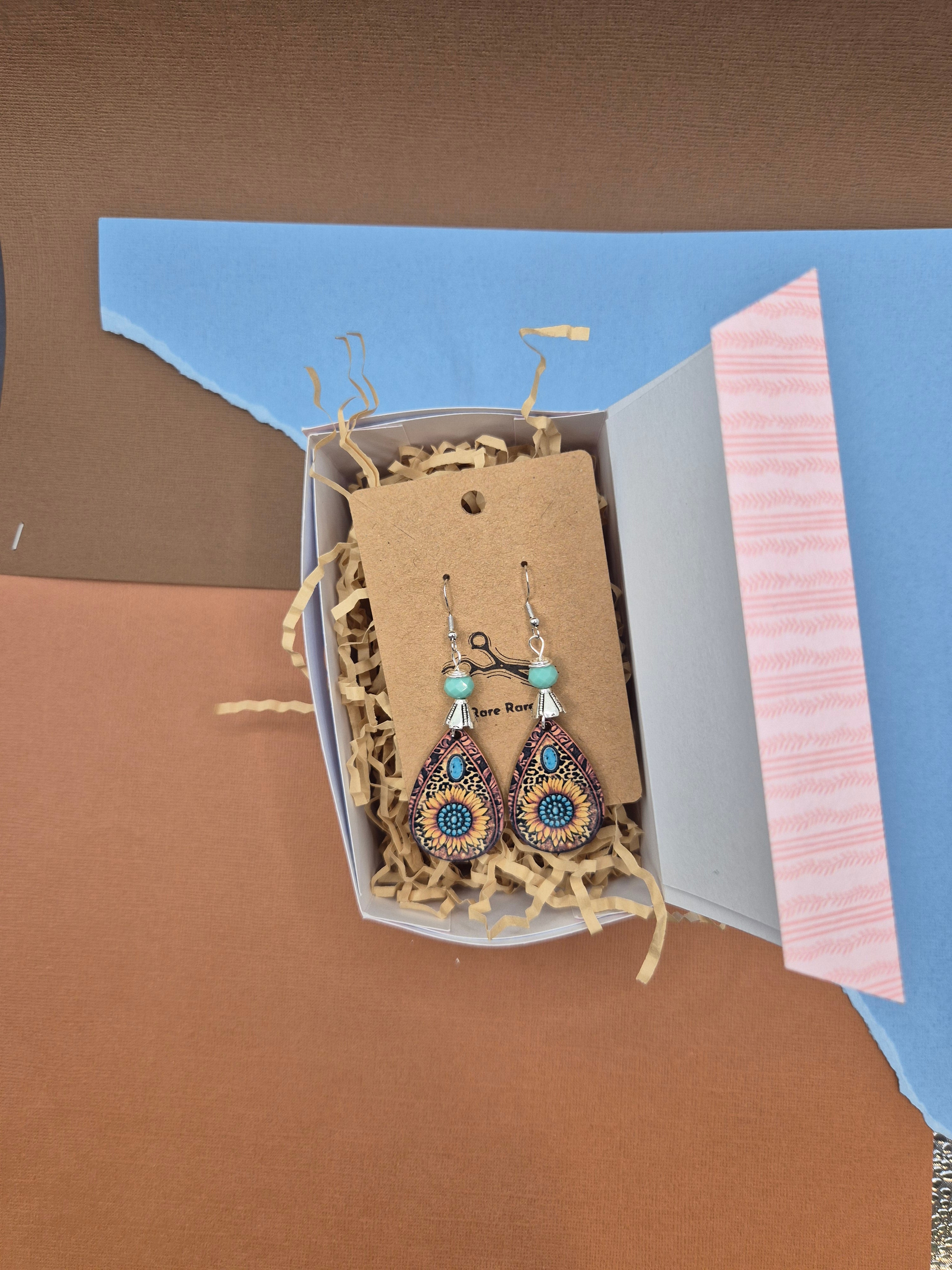 Sunflower Turquoise Teardrop Earrings