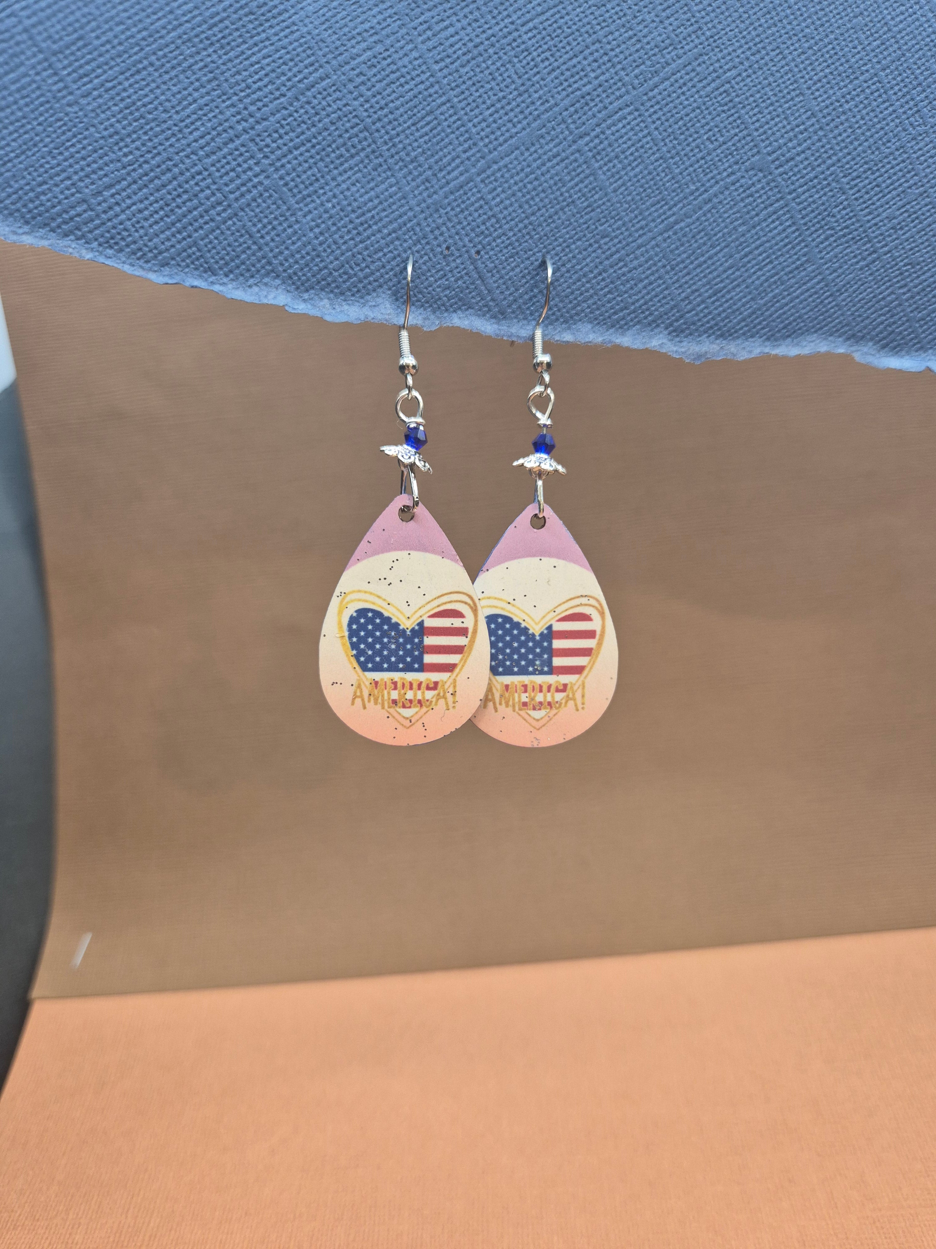 America Heart Teardrop Earrings