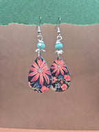 Pink Floral Teardrop Earrings