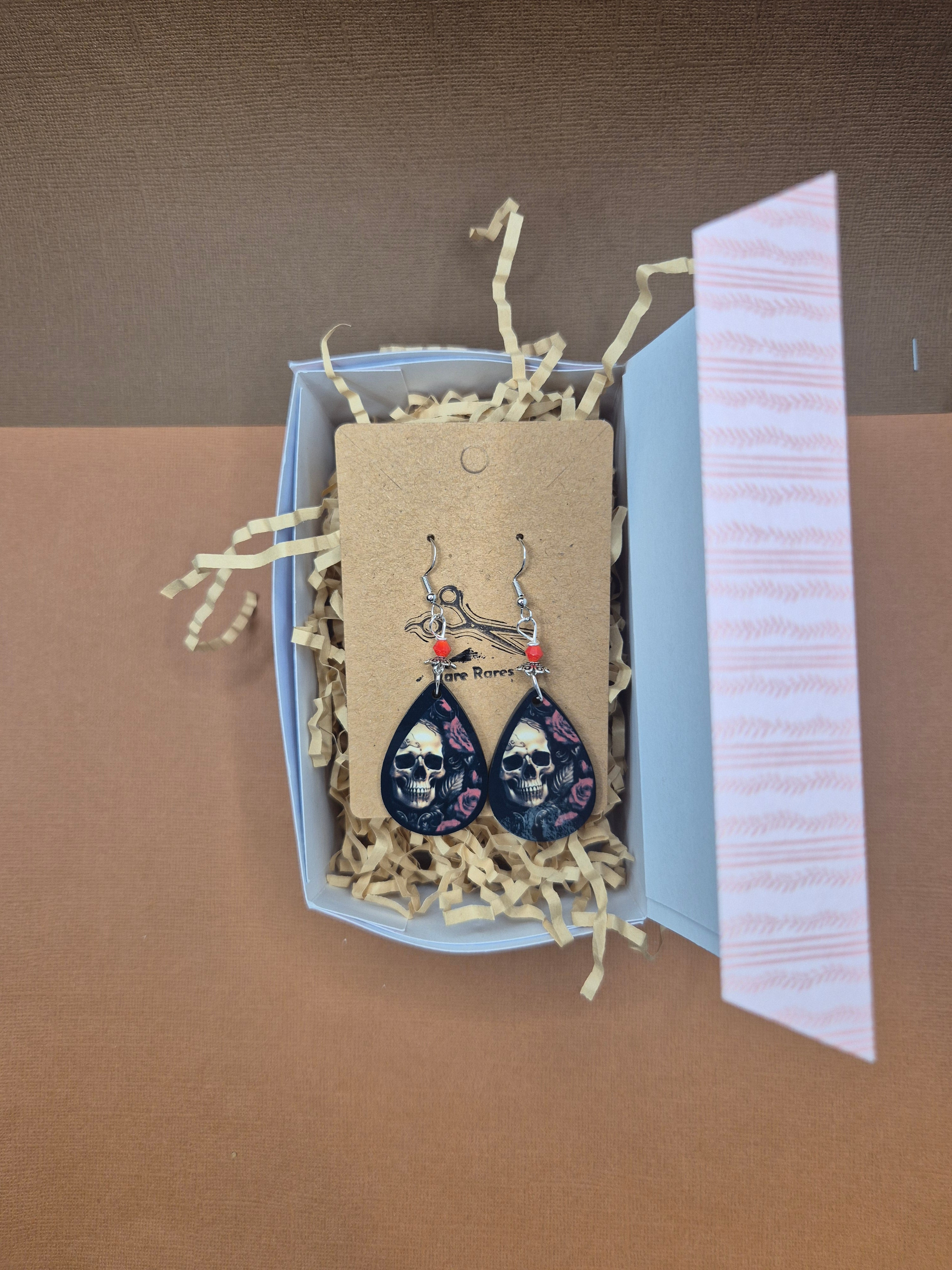 Skull & Roses Teardrop Earrings