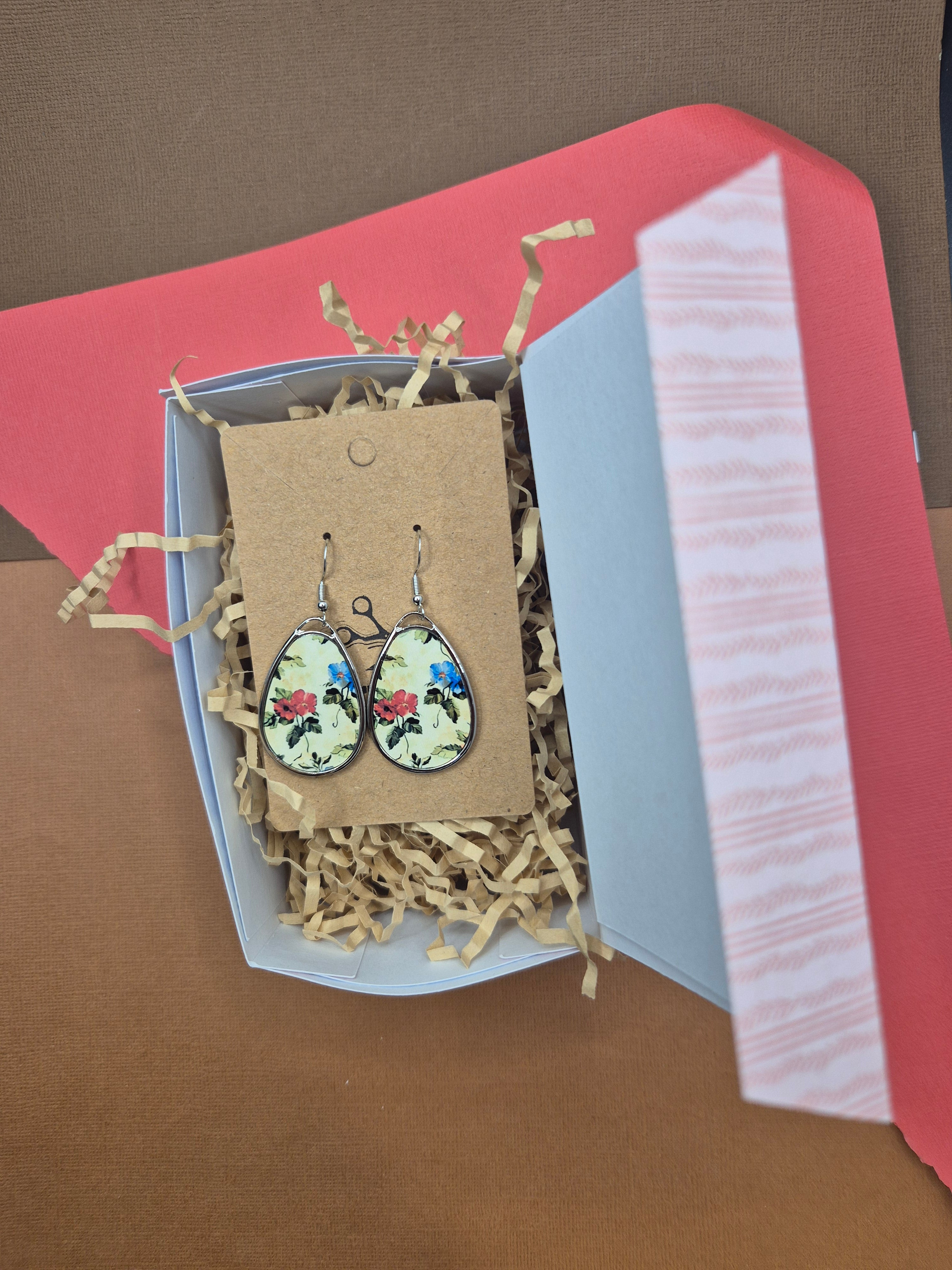 Vintage Botanical Teardrop Earrings