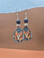 Longhorn Sunflower Teardrop Earrings