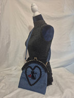 Denim Cat Heart Crossbody Bag