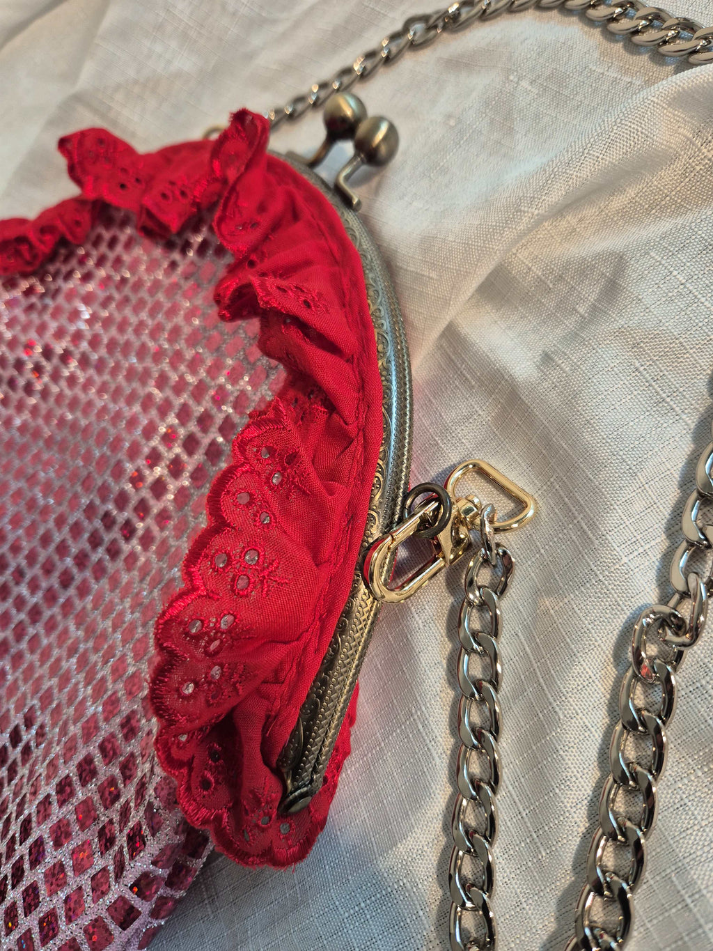 Pink Sequin Clasp Bag & Earring Set