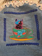 Denim Cat Teacup Crossbody Bag