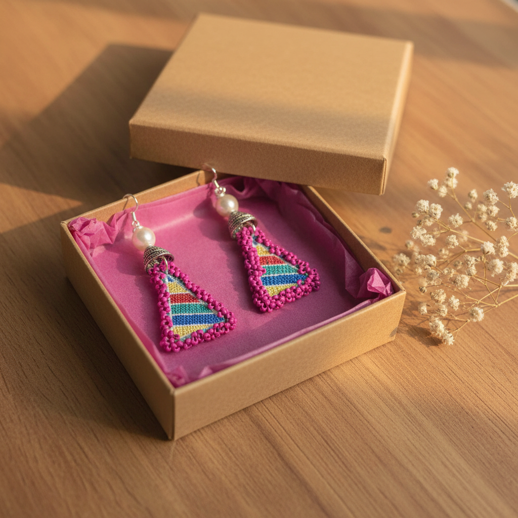 Earrings in kraft box