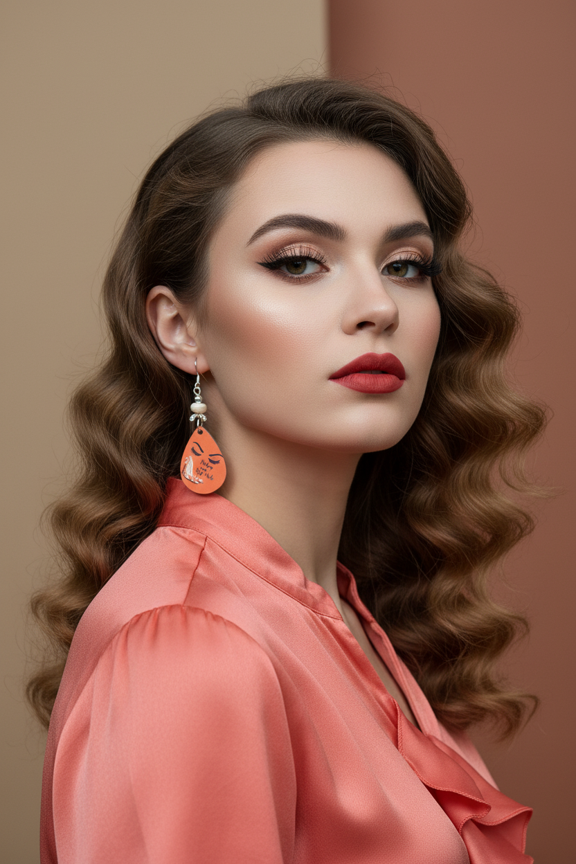 Woman wearing Makeup and High Heels earrings